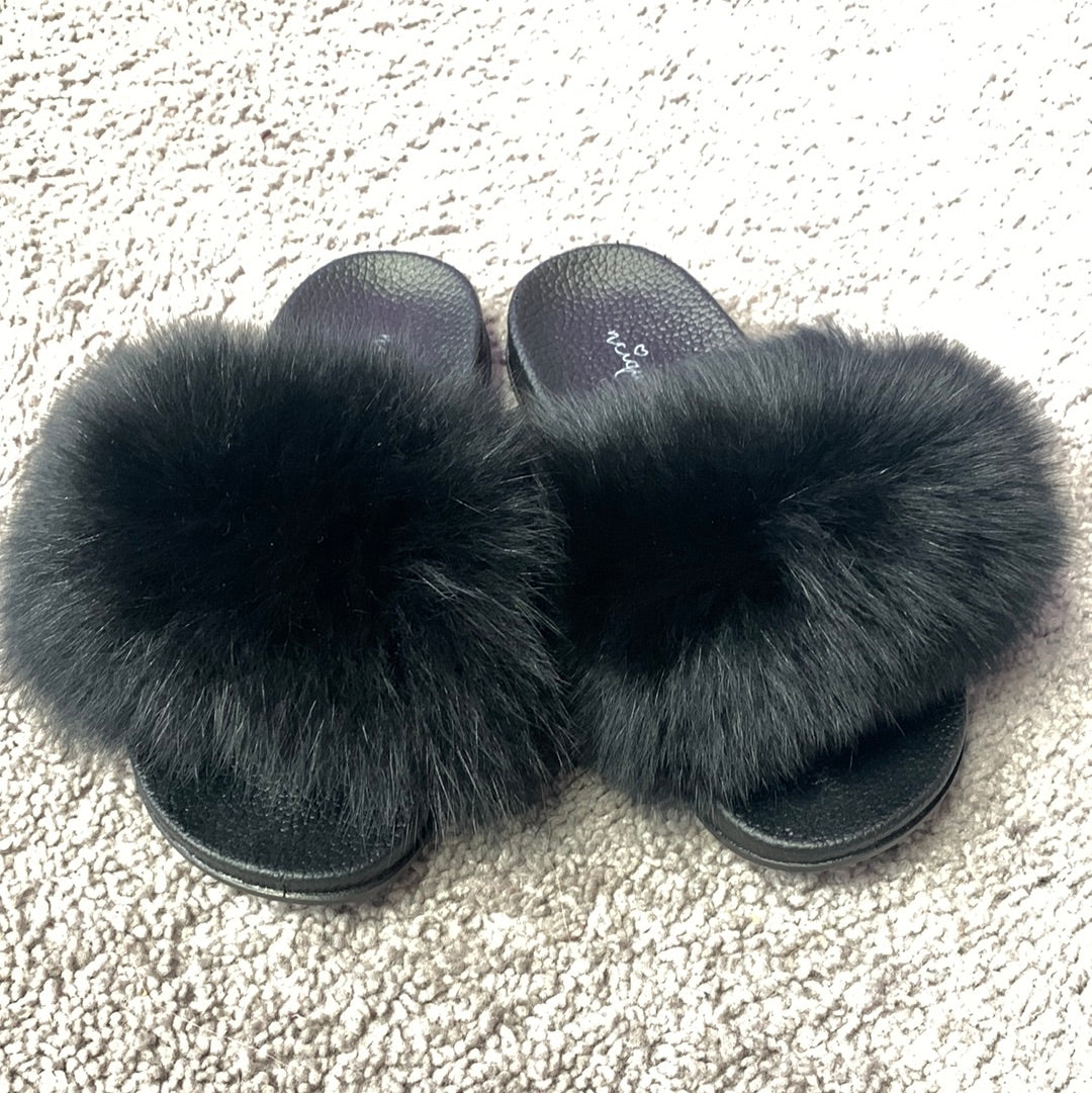 Kids black fur slides