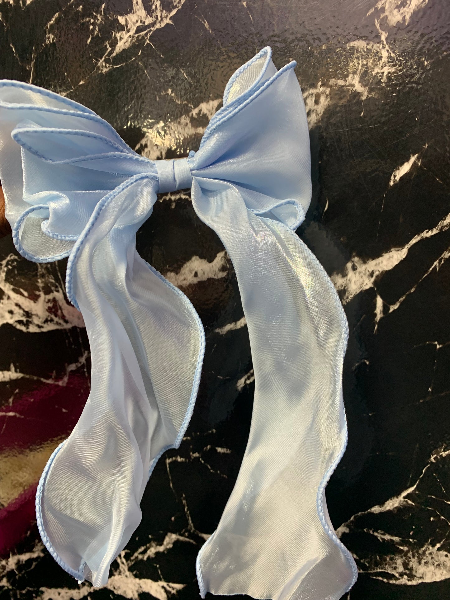 Light blue lace bow