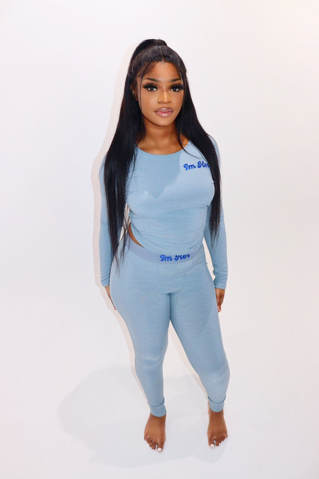 Cool grey/Blue IM HER lounge wear set