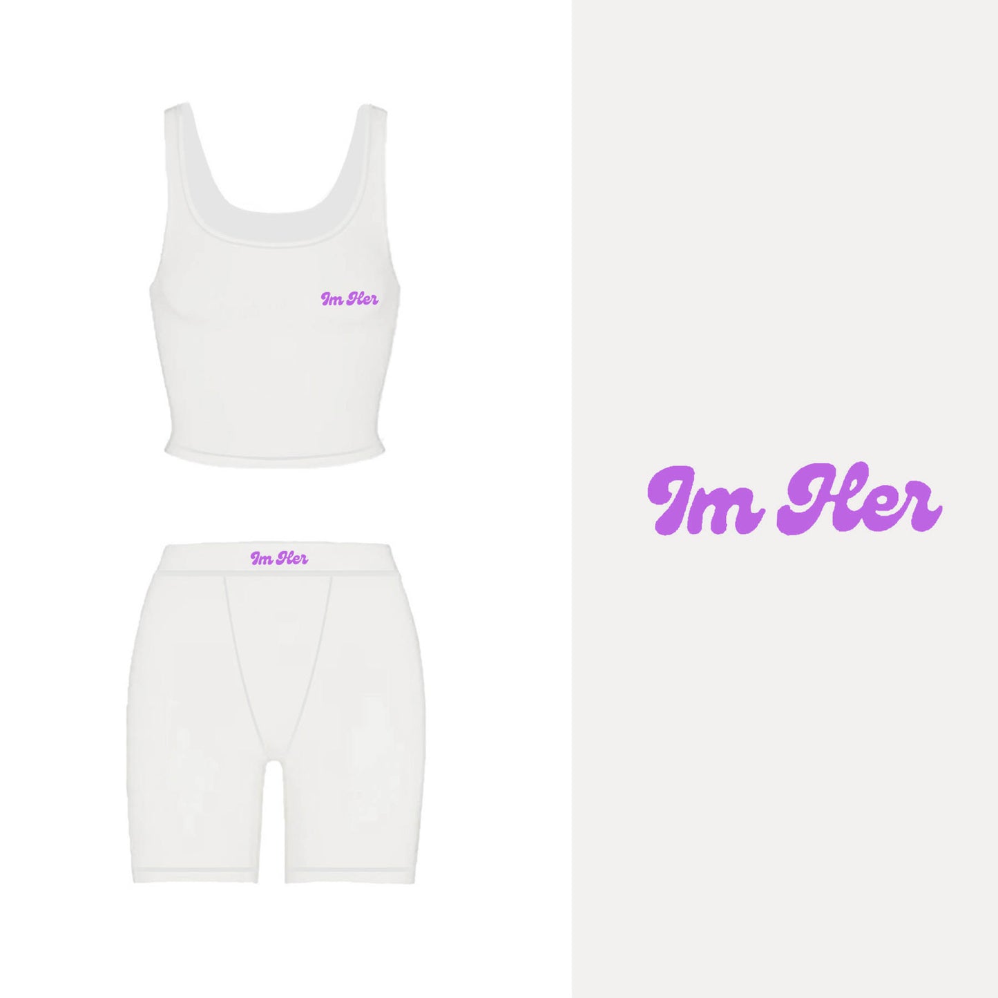 White/Purple IM HER Two piece set