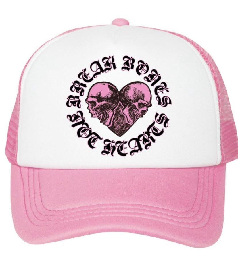 Pink and white BBNH trucker hat