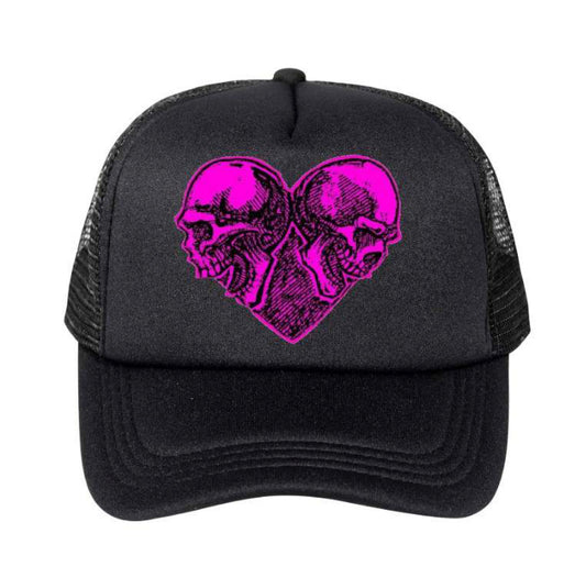 Pink and black heart BBNH trucker hat