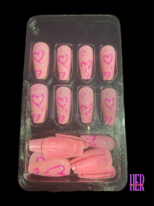 Pink “It girl” press on nails